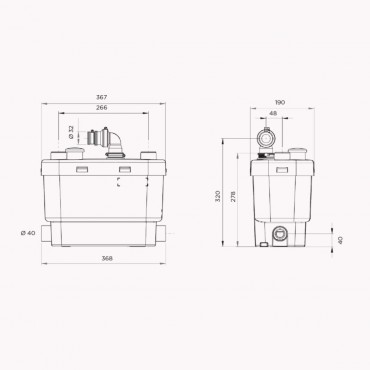 SFA sanibroyeur sanispeed+ pompe domestique dimensions